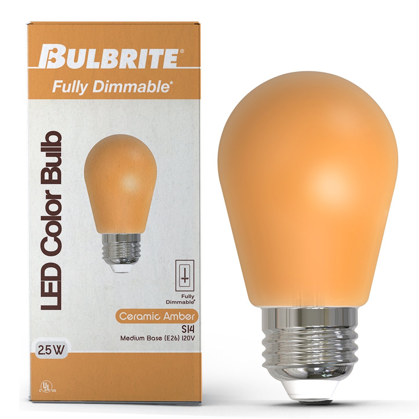 776151 - Filaments Dimmable Ceramic Amber S14 LED Light Bulb - 2.5 Watt - 10 Pack
