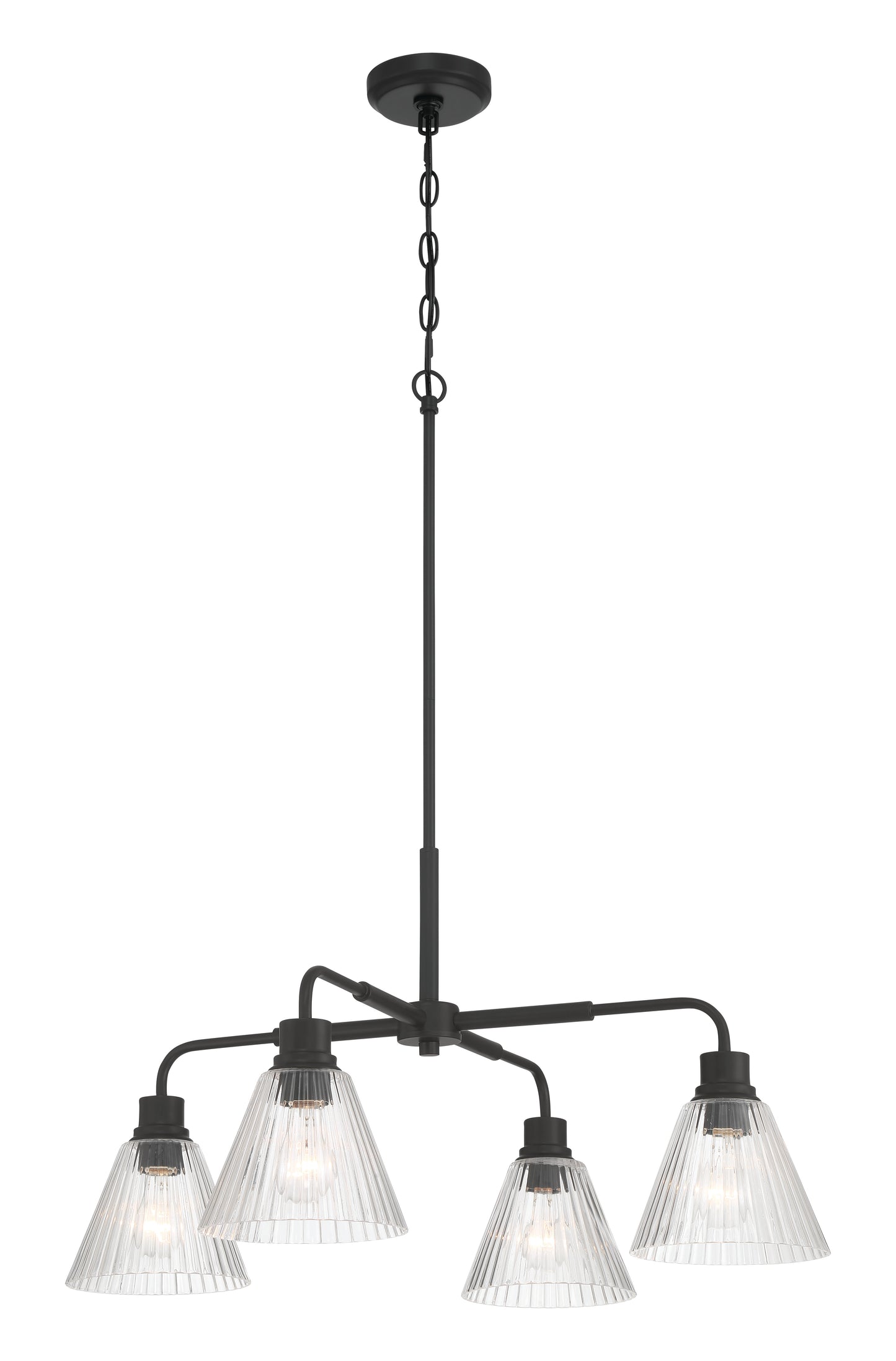 61124-FB - Pleated 4 Light 30" Wide Chandelier - Flat Black