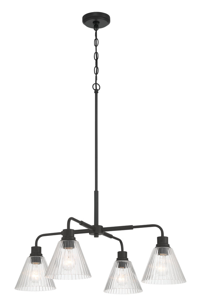 61124-FB - Pleated 4 Light 30" Wide Chandelier - Flat Black