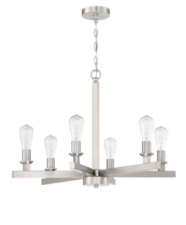 53126-BNK - Chicago 6 Light 30" Wide Chandelier - Brushed Nickel