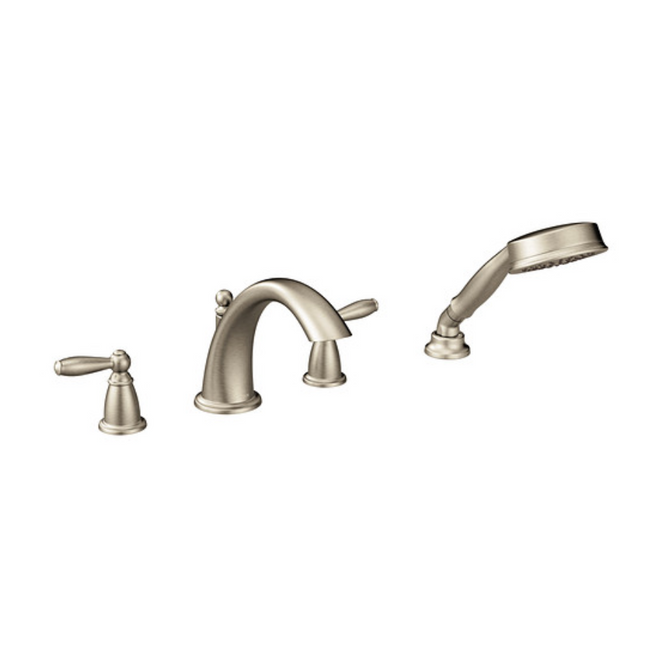 T924BN -Brantford Two-Handle Low Arc Roman Tub Faucet Including Handheld Shower - Brushed Nickel