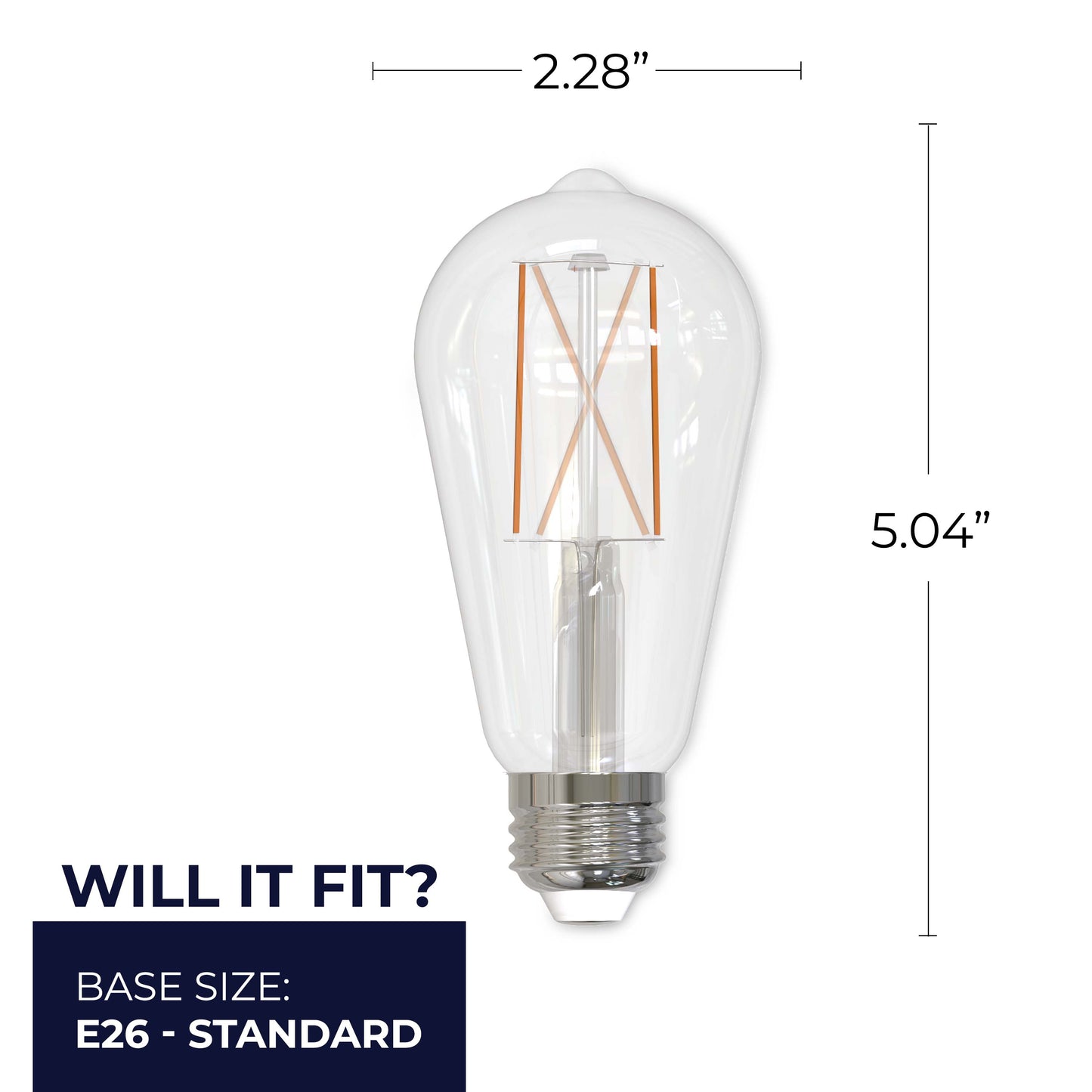 776769 - Dimmable Clear ST18 LED Light Bulb - 8.5 Watt - 3000K - 4 Pack