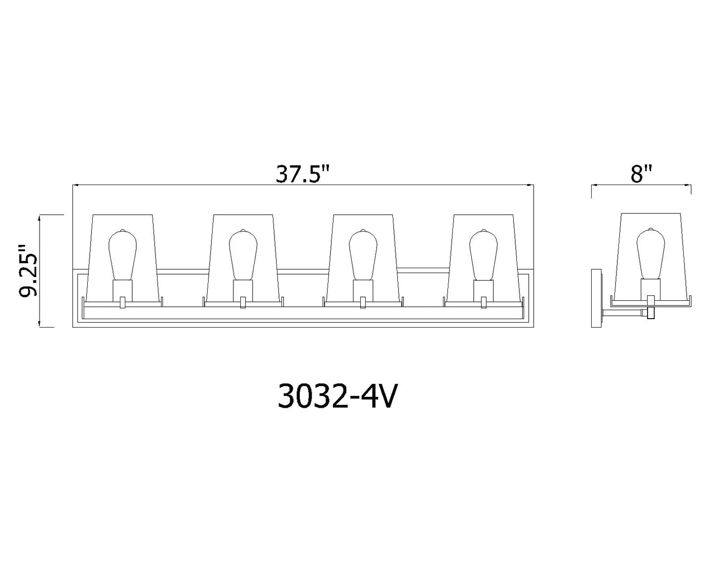 3032-4V-RB - Callista 4 Light 38" Vanity - Rubbed Brass