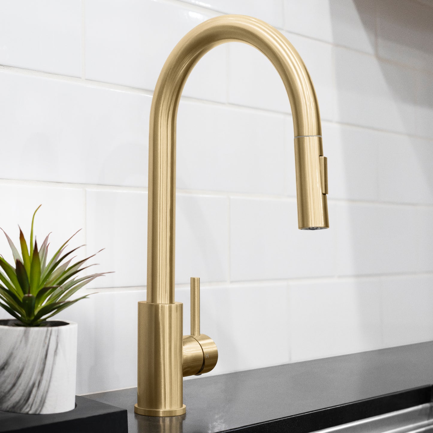 RBCN1-KF-CB - Rubicon Pull Down Single Handle Kitchen Faucet in Champagne Bronze