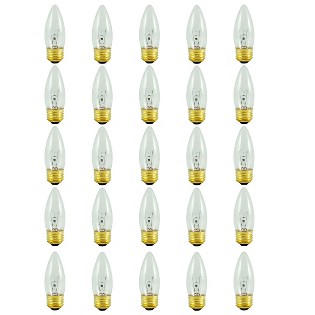 495040 - Dimmable Clear B10 Incandescent Light Bulb - 40 Watt - 2700K - 25 Pack