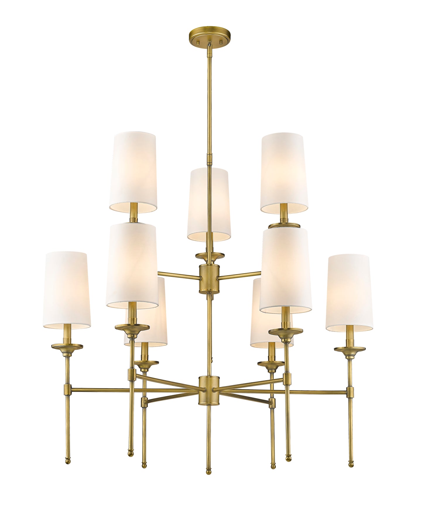 3033-9RB - Emily 9 Light 38" Chandelier - Rubbed Brass