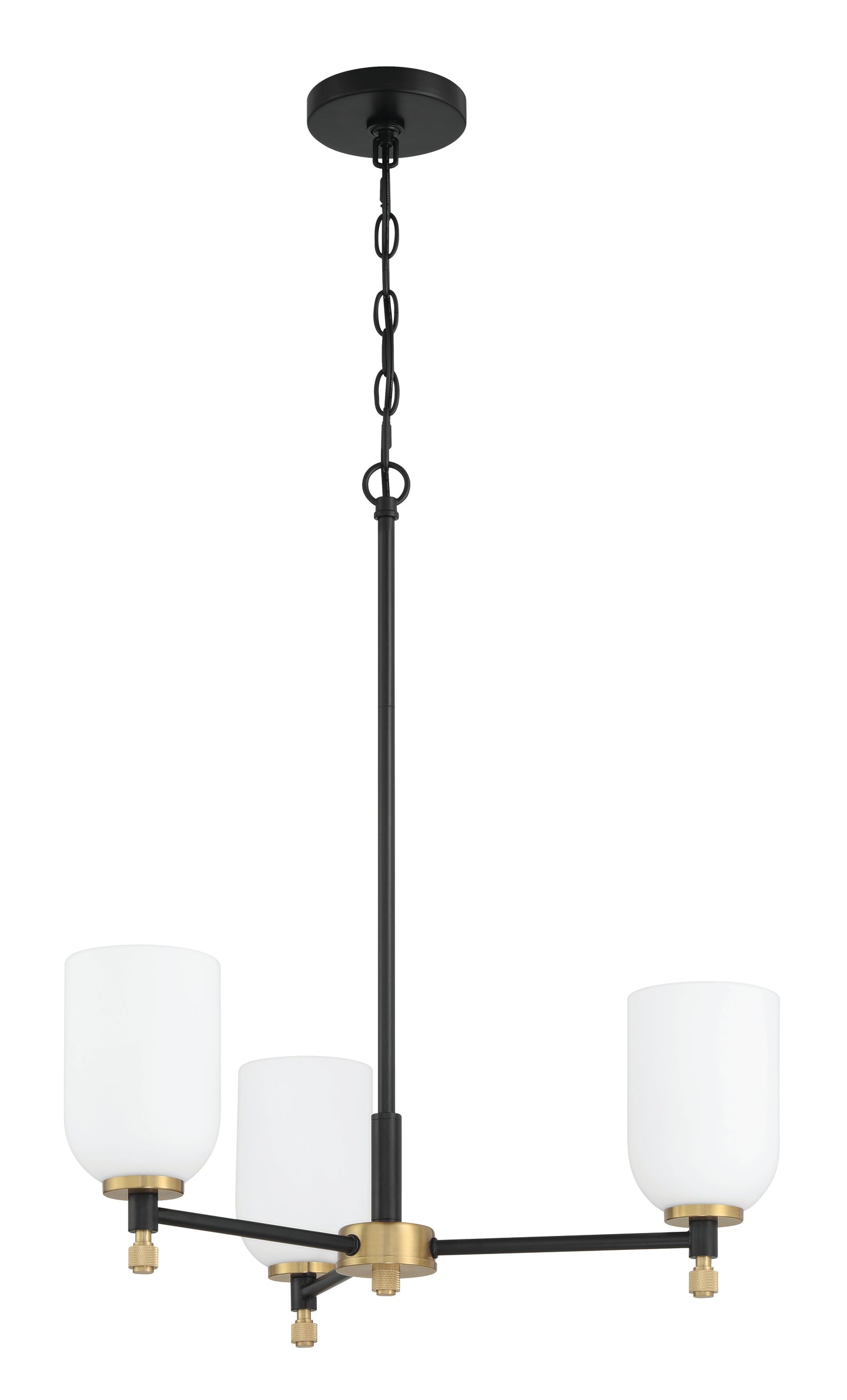 60323-FBSB - Council 3 Light 22" Wide Chandelier - Flat Black / Satin Brass