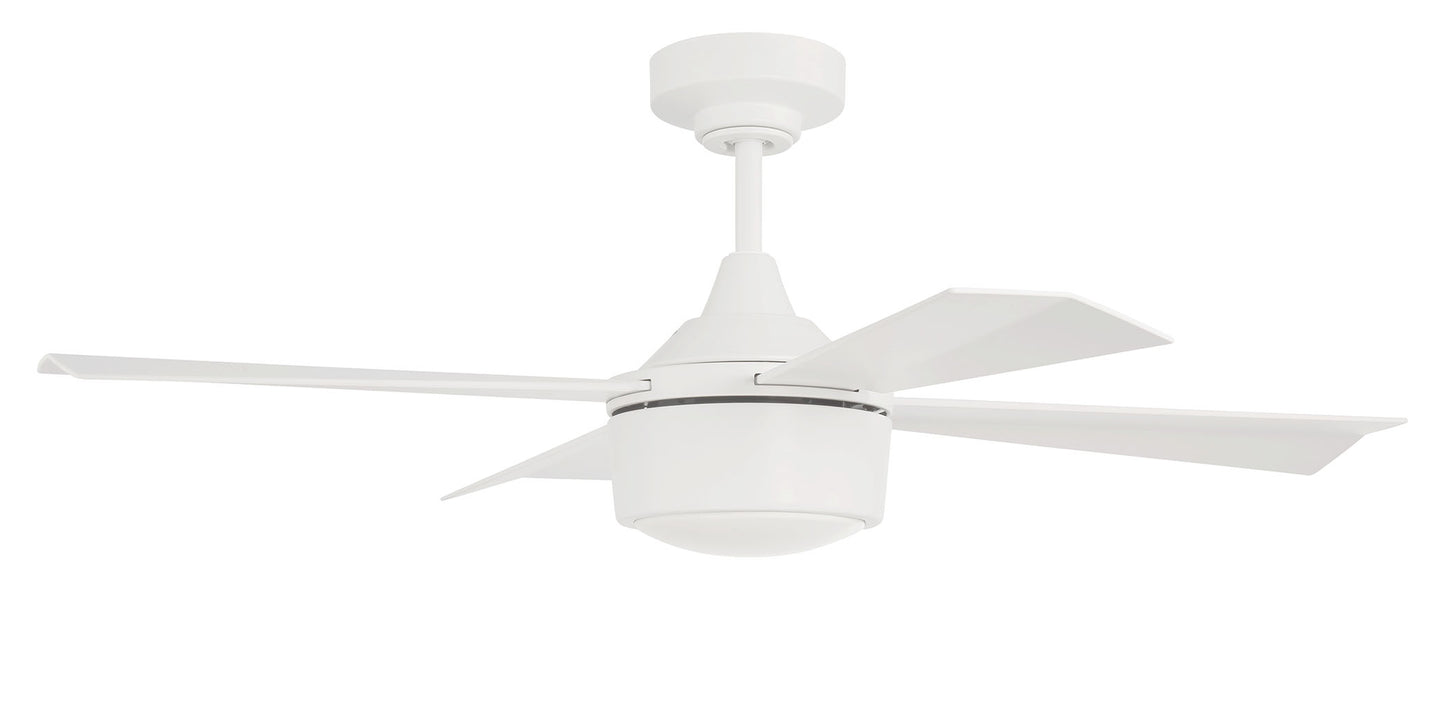 THO42W4 - Theo Indoor/Outdoor 42" 4 Blade Indoor Outdoor Ceiling Fan with Light Kit - White