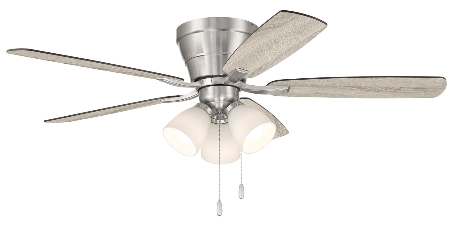 WHL52BNK5C3 - Wheeler 52 3-Light 52" 5 Blade Ceiling Fan with Light Kit - Brushed Nickel