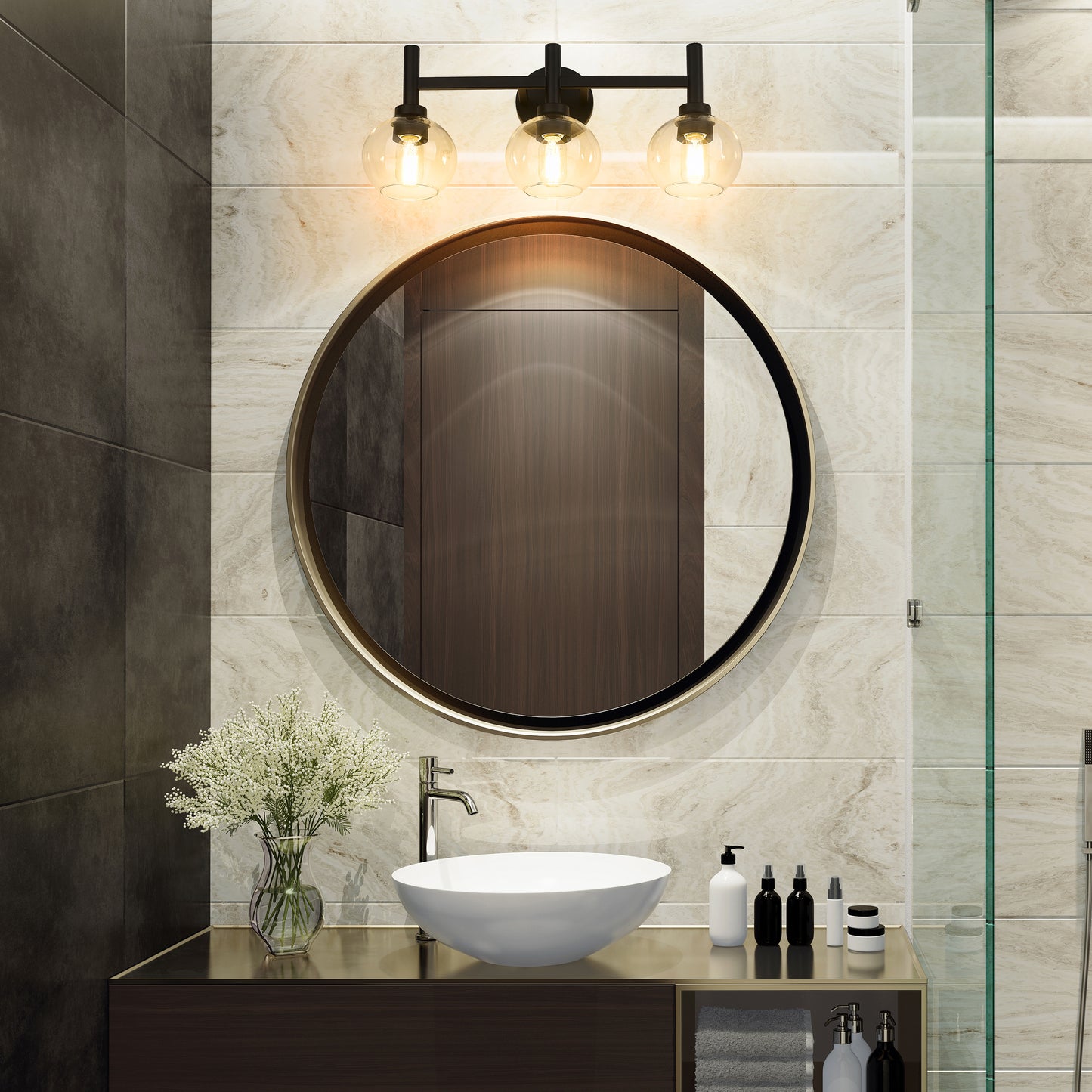 7502-3V-MB - Sutton 3 Light 24" Vanity - Matte Black