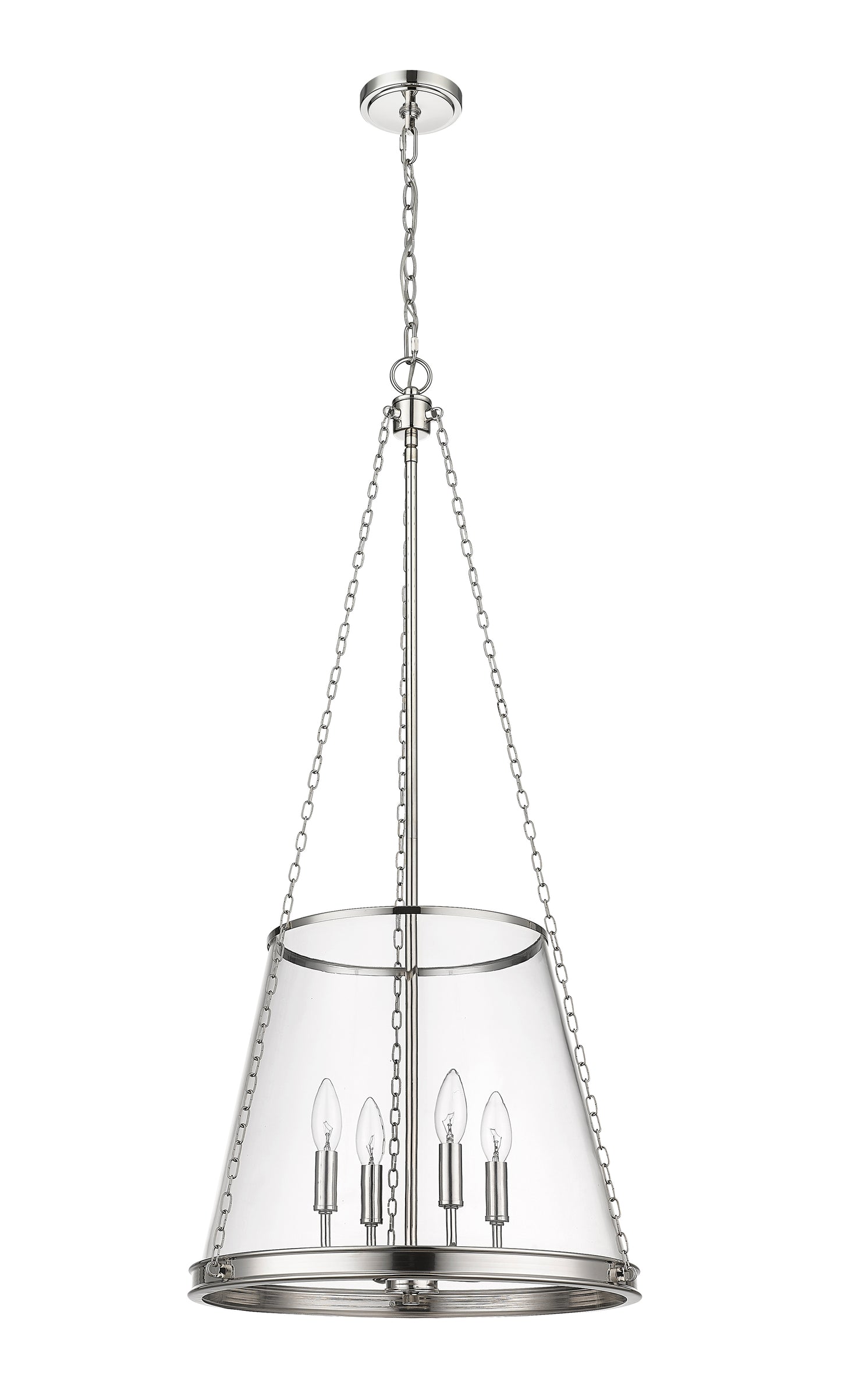 341P18-PN - Prescott 4 Light 18" Pendant - Polished Nickel