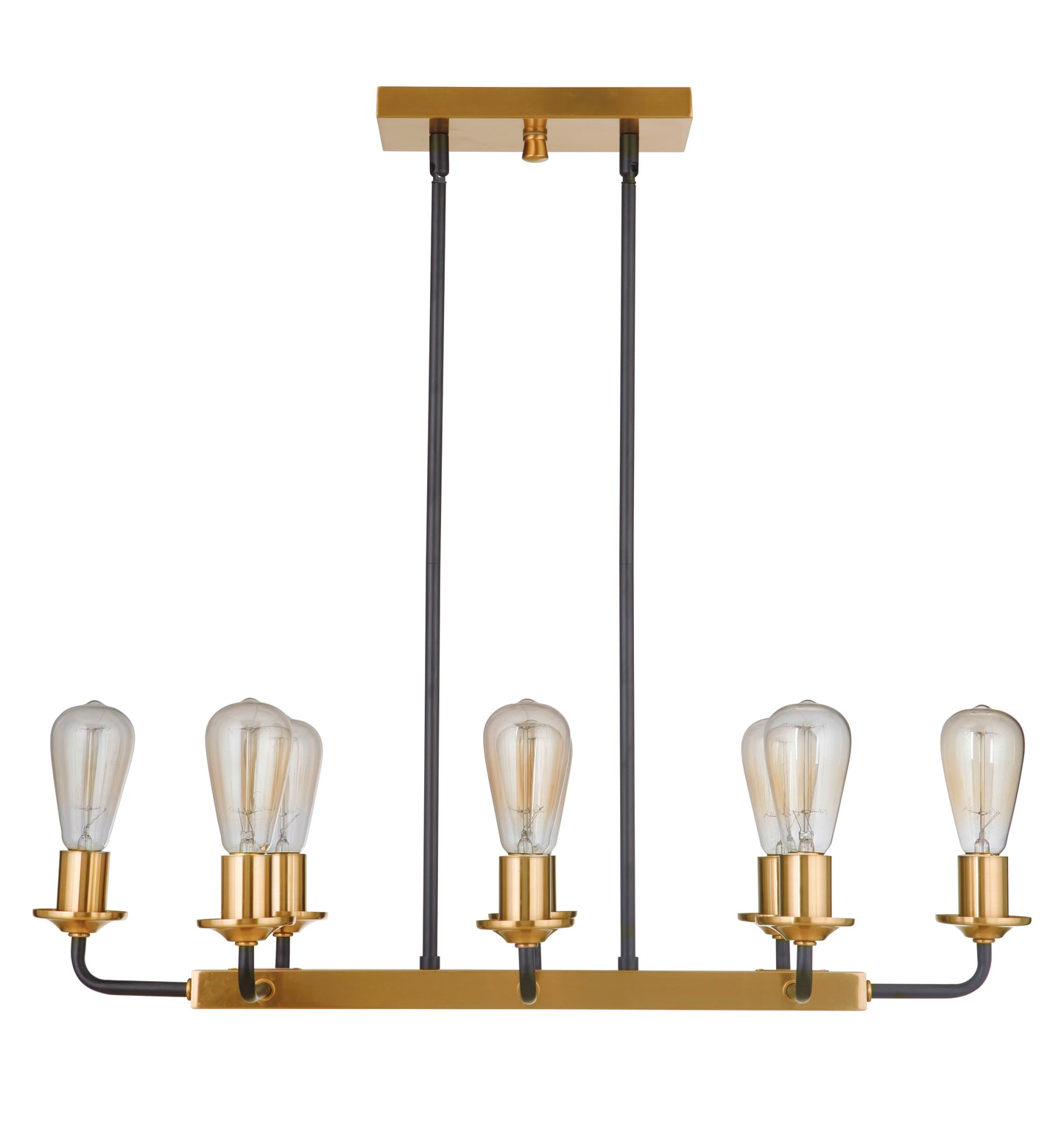 50378-FBSB - Randolph 8 Light 11.5" Wide Island Light - Flat Black / Satin Brass
