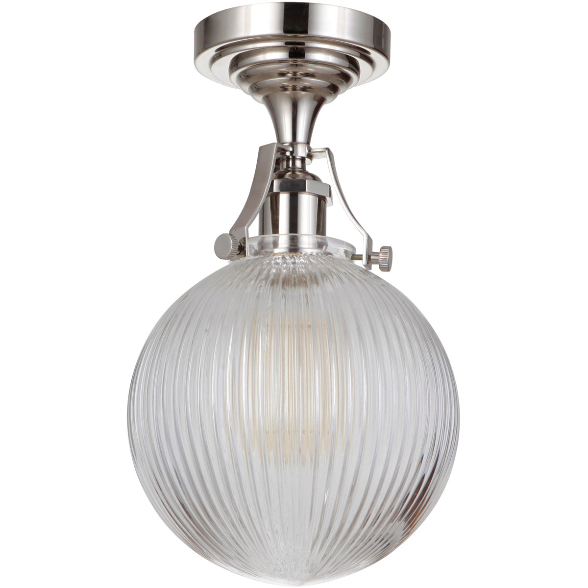 X8326-PLN-C - State House 1 Light 13.25" High Semi Flush Mount - Polished Nickel