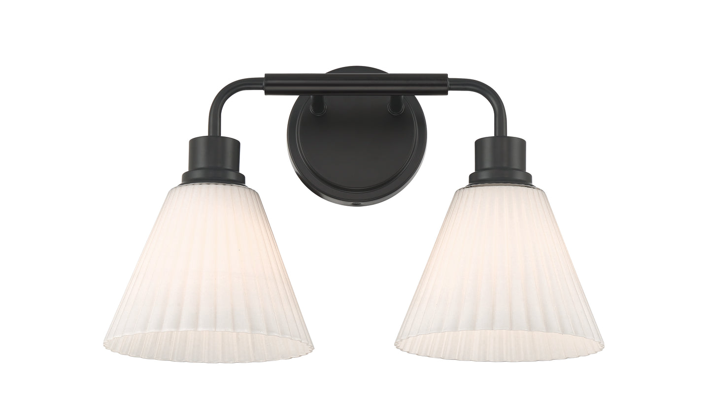 62302-FB - Pleated II 2 Light 17" Wide Vanity Light - Flat Black