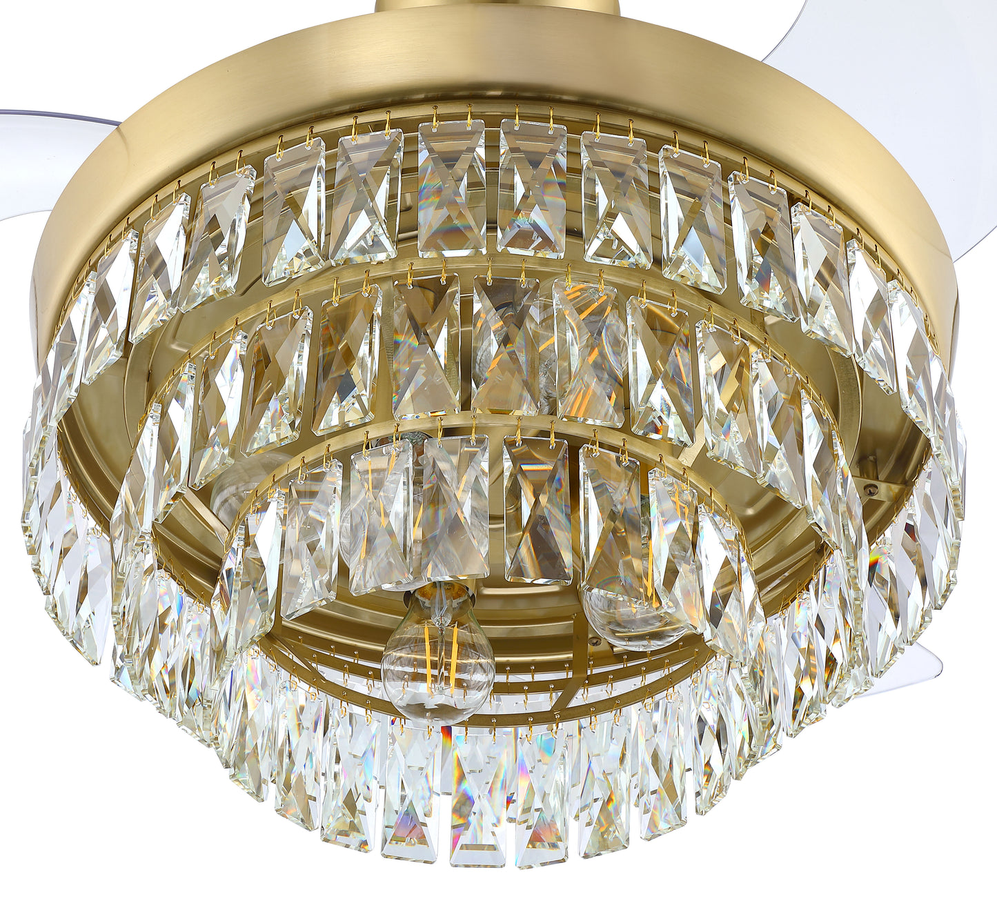 SOF42SB3 - Sofia 42 Hidden Blades 42" 3 Blade Ceiling Fan with Light Kit - Satin Brass