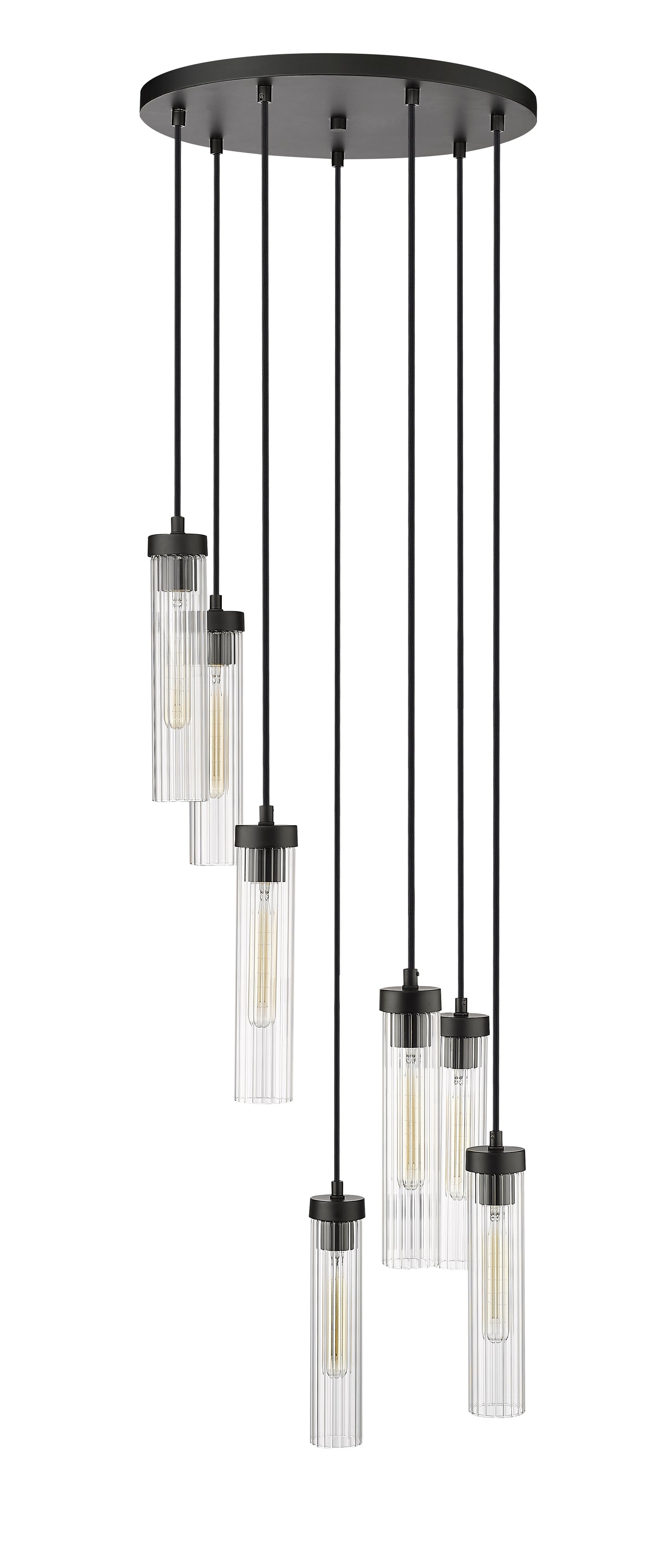 740P-7R-MB - Beau 7 Light 18" Chandelier - Matte Black