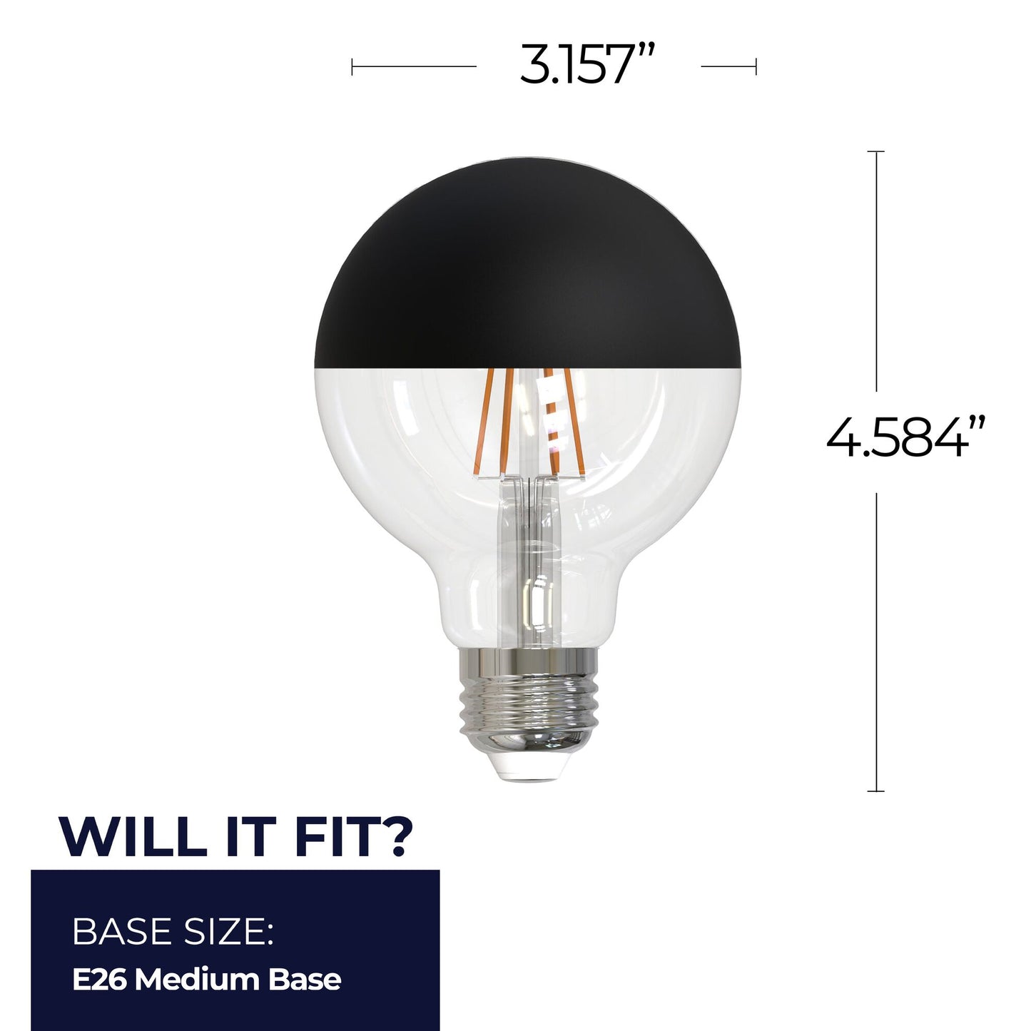 776835 - Filaments Dimmable G25 Half Black Glass Medium Base - 5 Watt - 2700K - 4 Pack