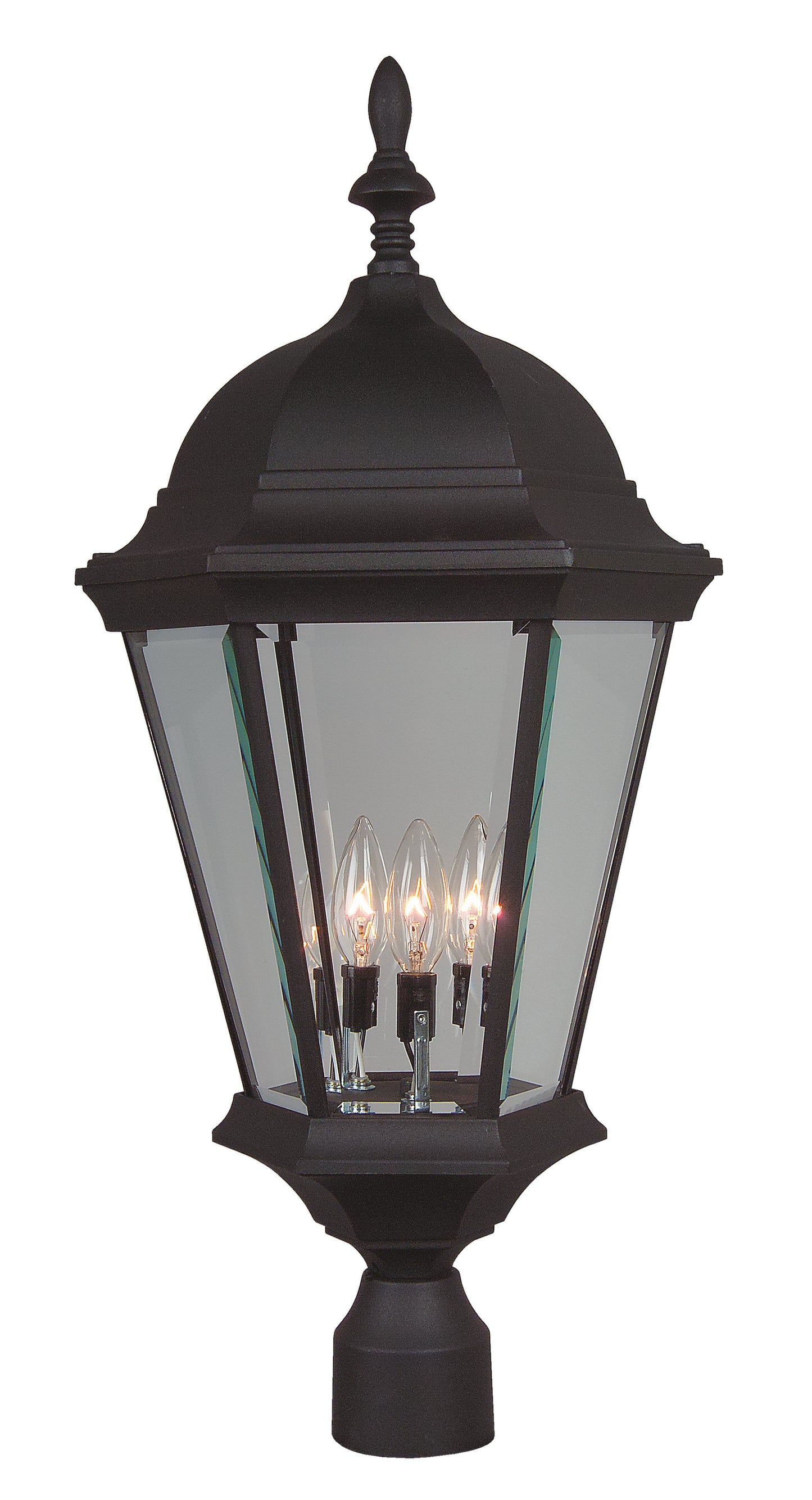 Z555-TB - Straight Glass Cast 3 Light 28" High Post Mount - Textured Black