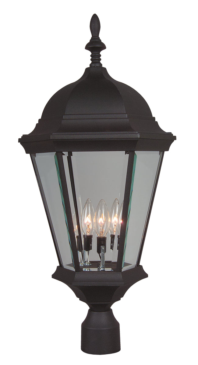 Z555-TB - Straight Glass Cast 3 Light 28" High Post Mount - Textured Black