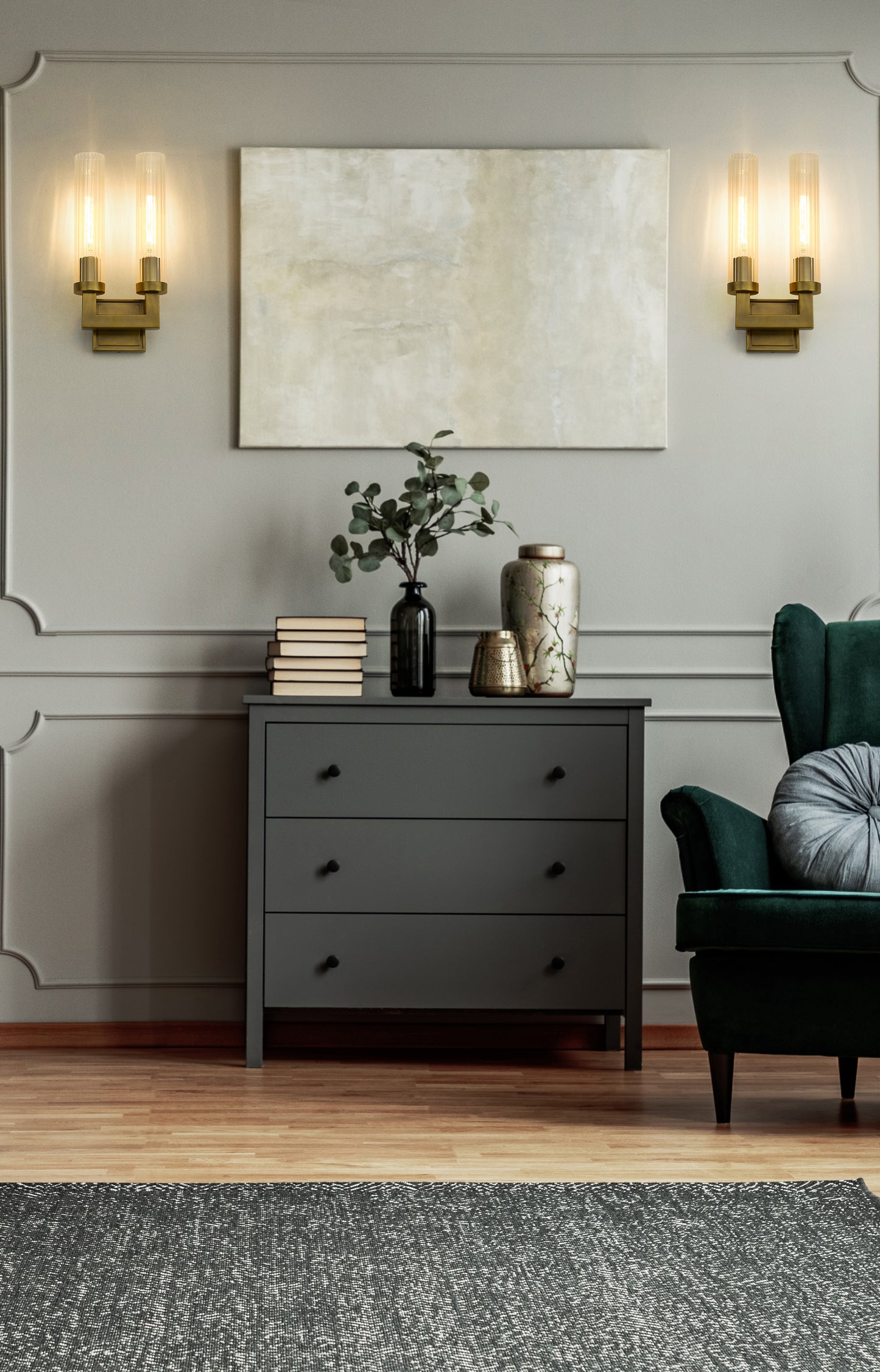 3031-2S-RB - Beau 2 Light Wall 17" Sconce - Rubbed Brass