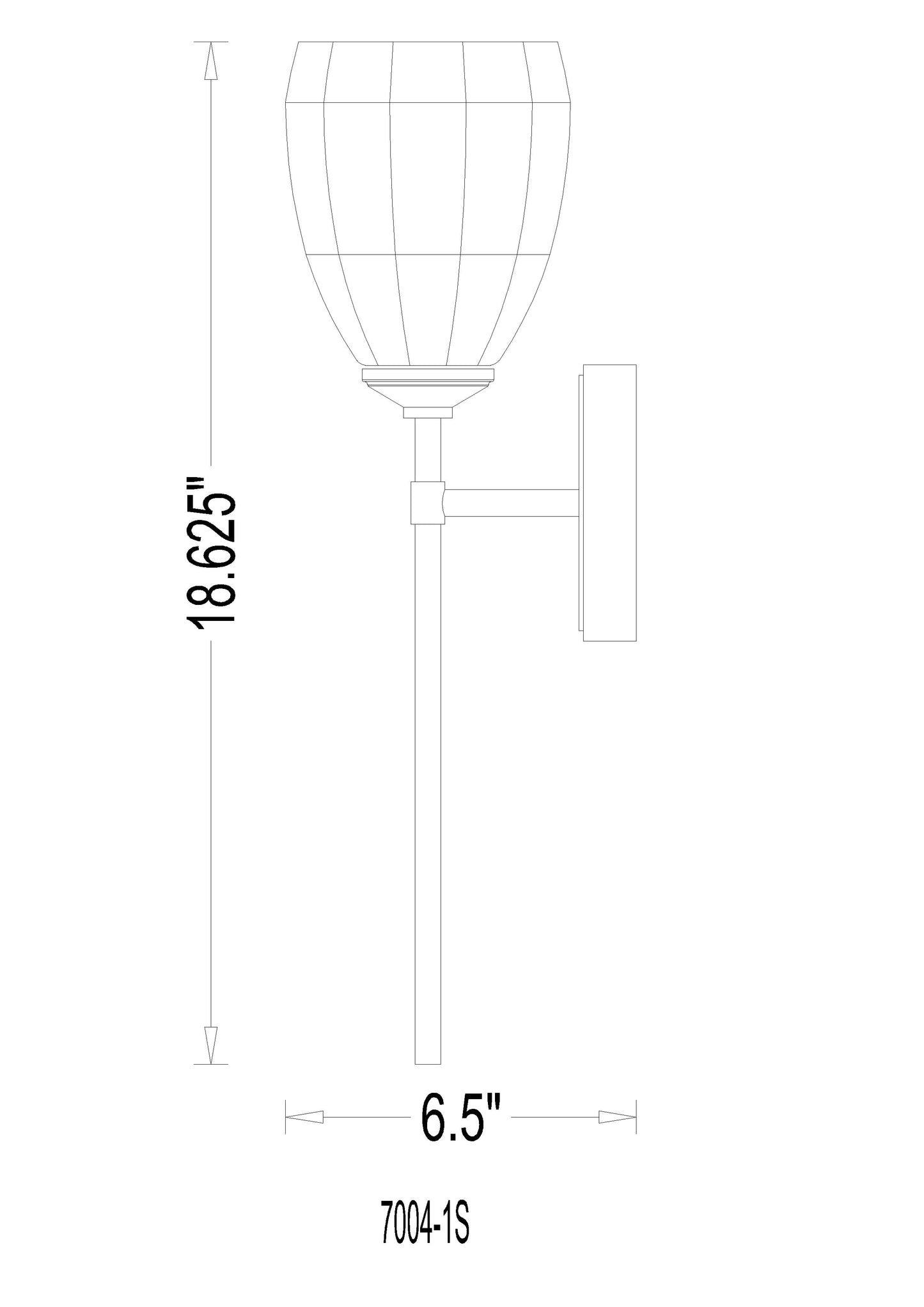 7004-1S-CH - Oren 1 Light Wall 19" Sconce - Chrome
