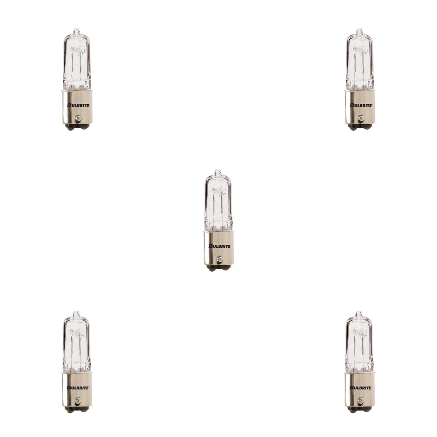 613076 - Dimmable Clear T4 Halogen BA15D Base Light Bulb - 75 Watt - 2900K - 5 Pack
