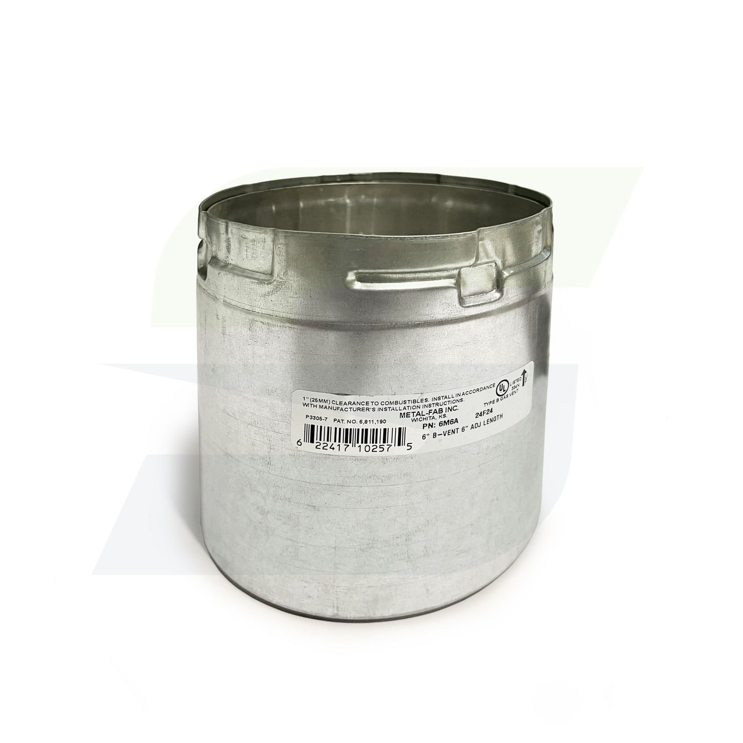 6M6A - 6" x 6" Adjustable Type B Gas Vent Male Adapter