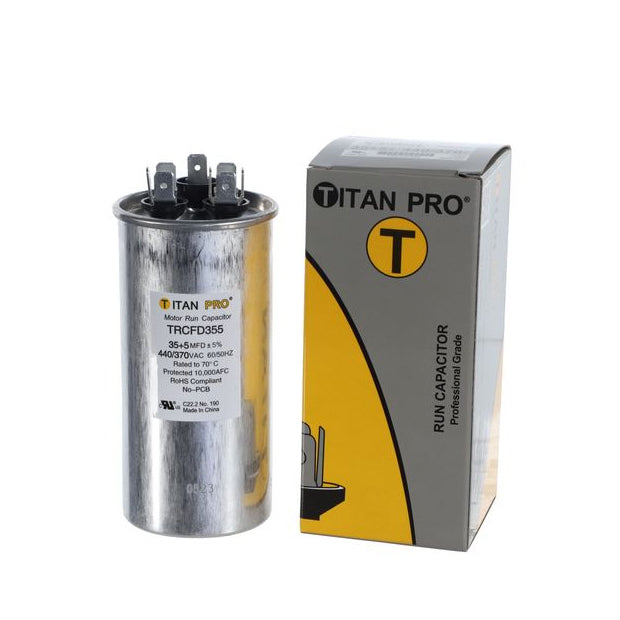 TRCFD355 - Titan Pro 35/5 MFD Round Dual Run Capacitor - 440/370V