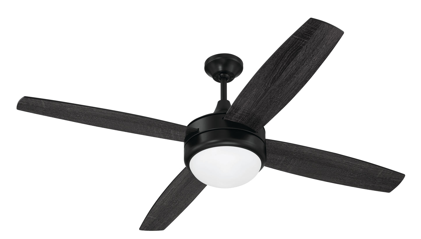 PHZ52FB4 - Phaze II 4- Blade 52" 4 Blade Ceiling Fan with Light Kit - Flat Black