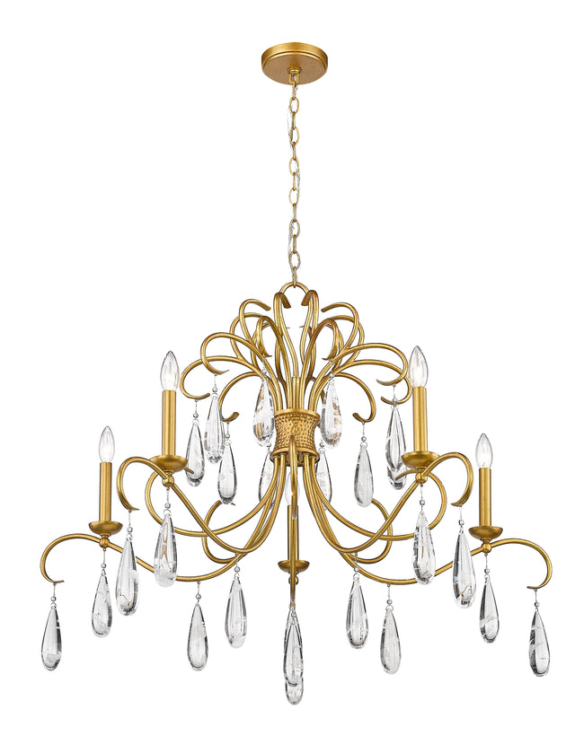 3039-38GG - Amara 5 Light 38" Chandelier - Gilded Gold