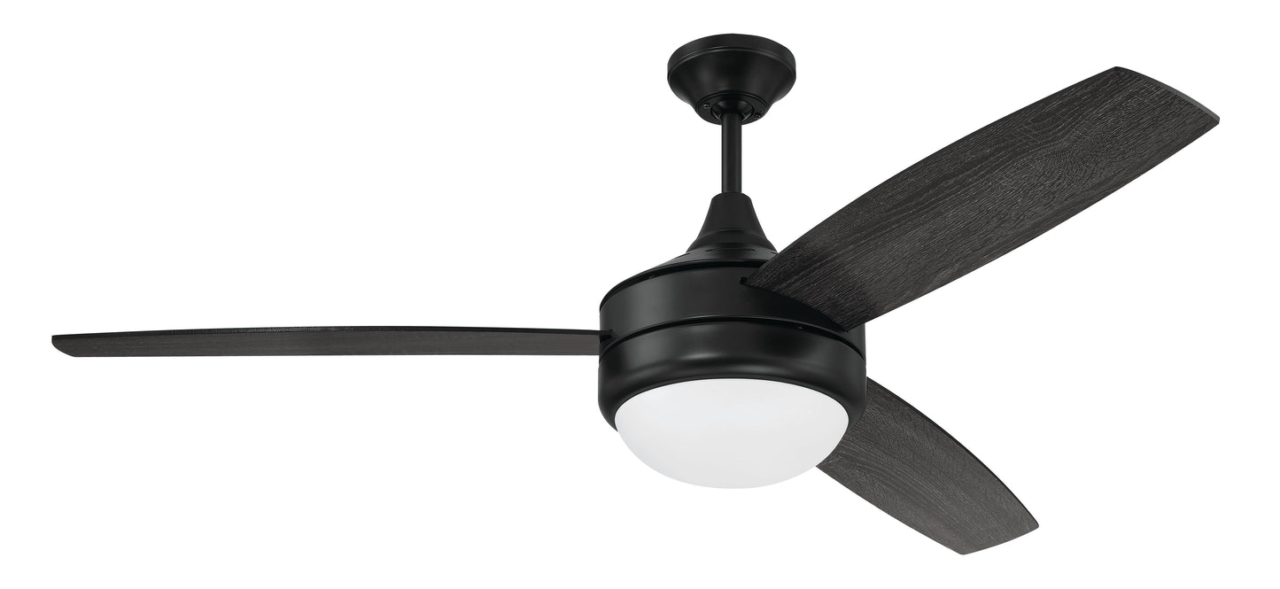 PHZ52FB3 - Phaze II 3-Blade 52" 3 Blade Ceiling Fan with Light Kit - Flat Black