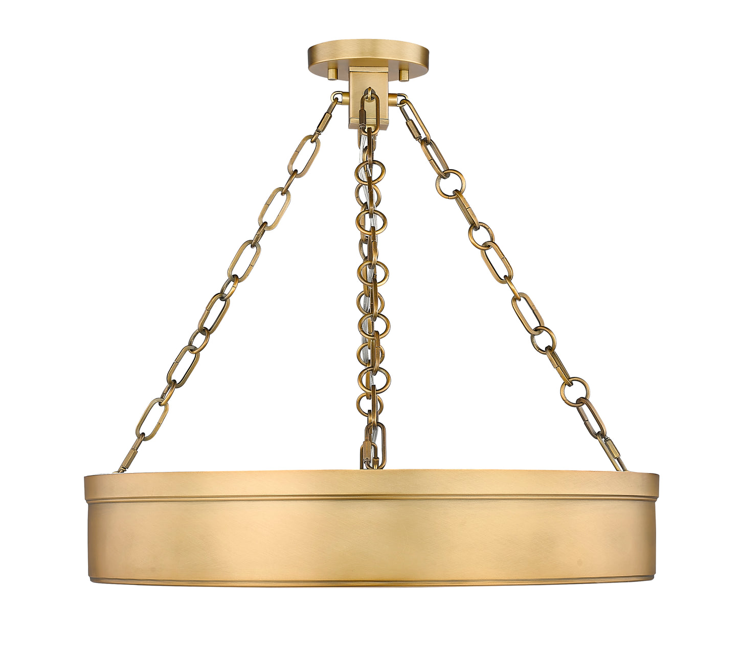 1944SF22-RB-LED - Anders 3 Light Semi Flush 22" Mount - Rubbed Brass