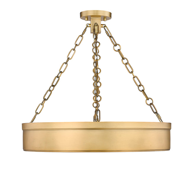 1944SF22-RB-LED - Anders 3 Light Semi Flush 22" Mount - Rubbed Brass