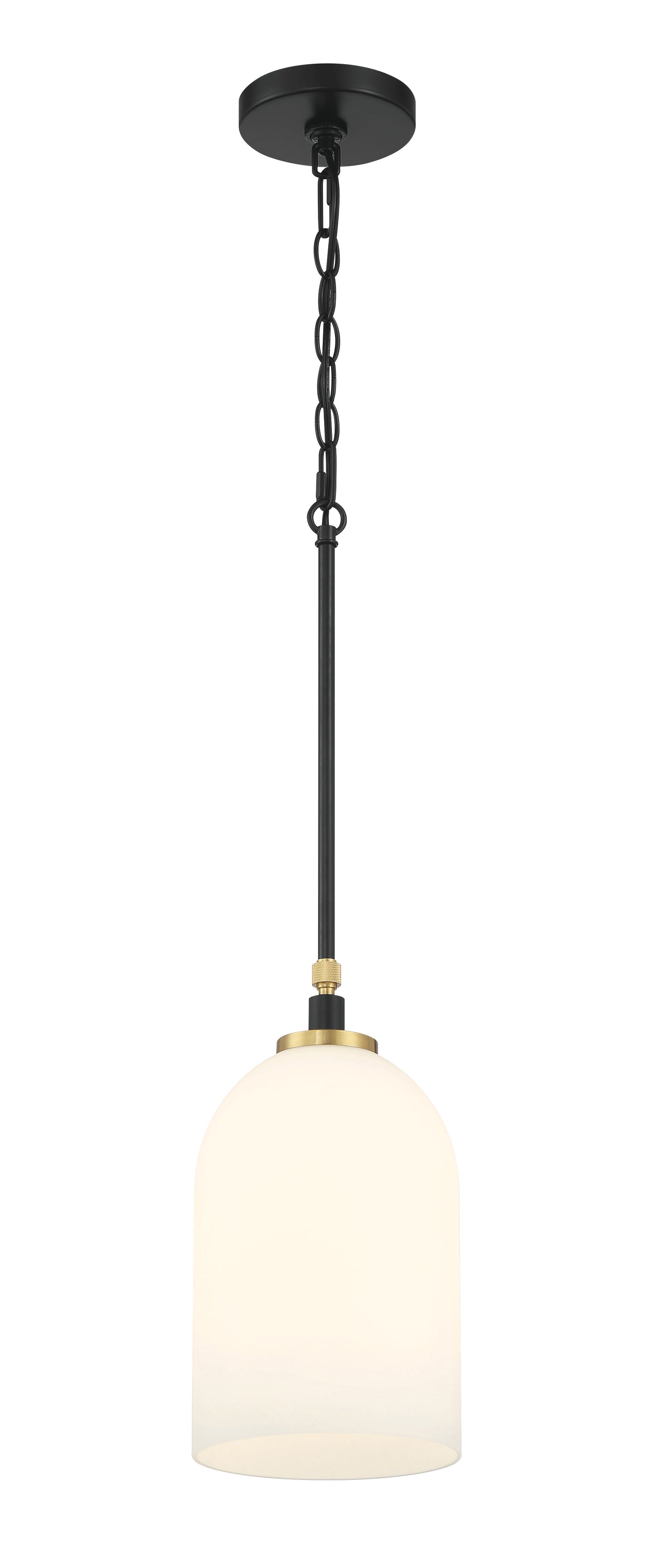 60391-FBSB - Council 1 Light 7" Wide Pendant - Flat Black / Satin Brass