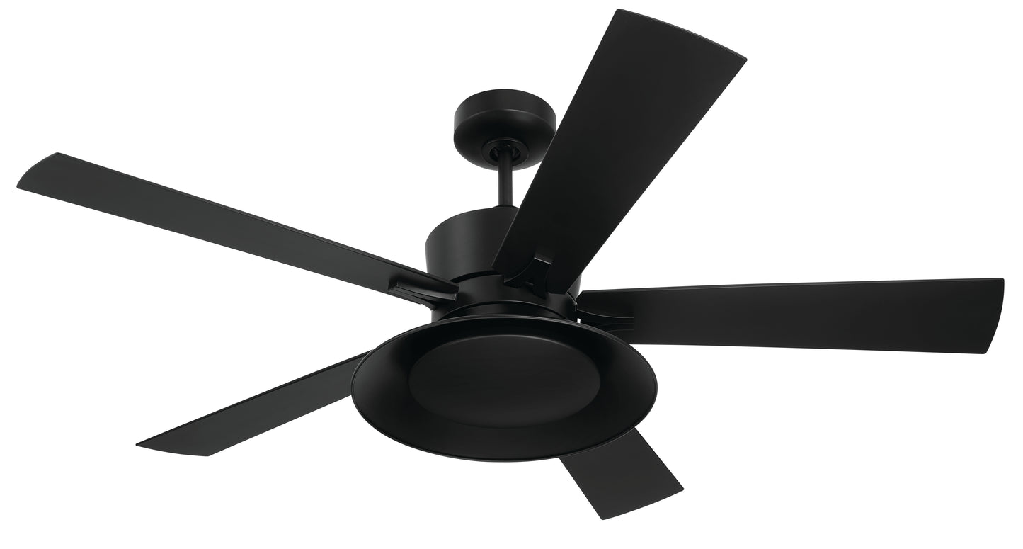 TOP52FB5 - Topper 52" 5 Blade Indoor Outdoor Ceiling Fan with Light Kit - Flat Black