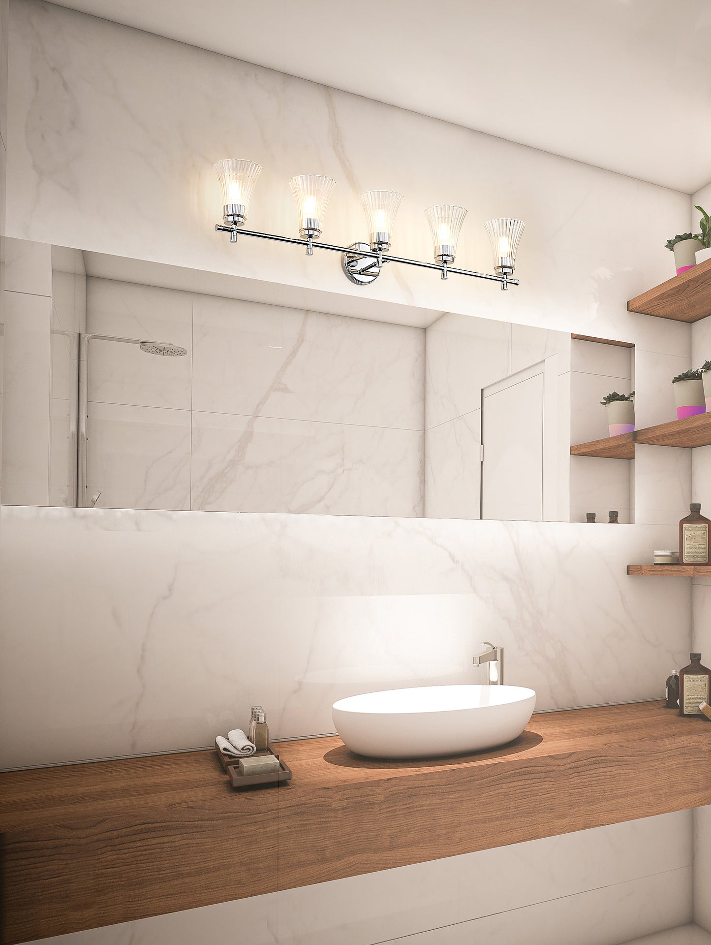 7519-5V-CH - Belle 5 Light 42" Vanity - Chrome