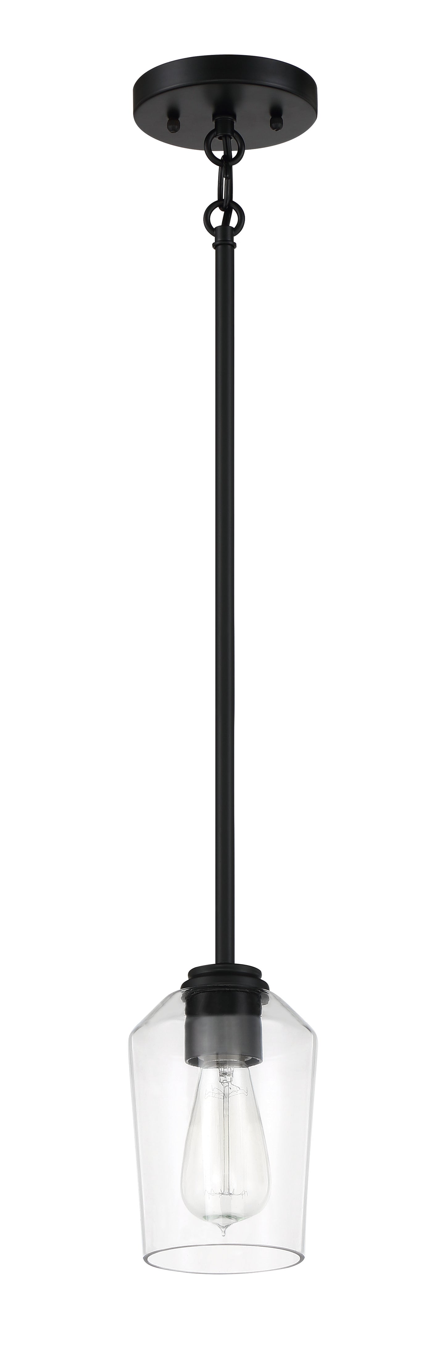 56191-FB - Shayna 1 Light 5.13" Wide Mini Pendant - Flat Black