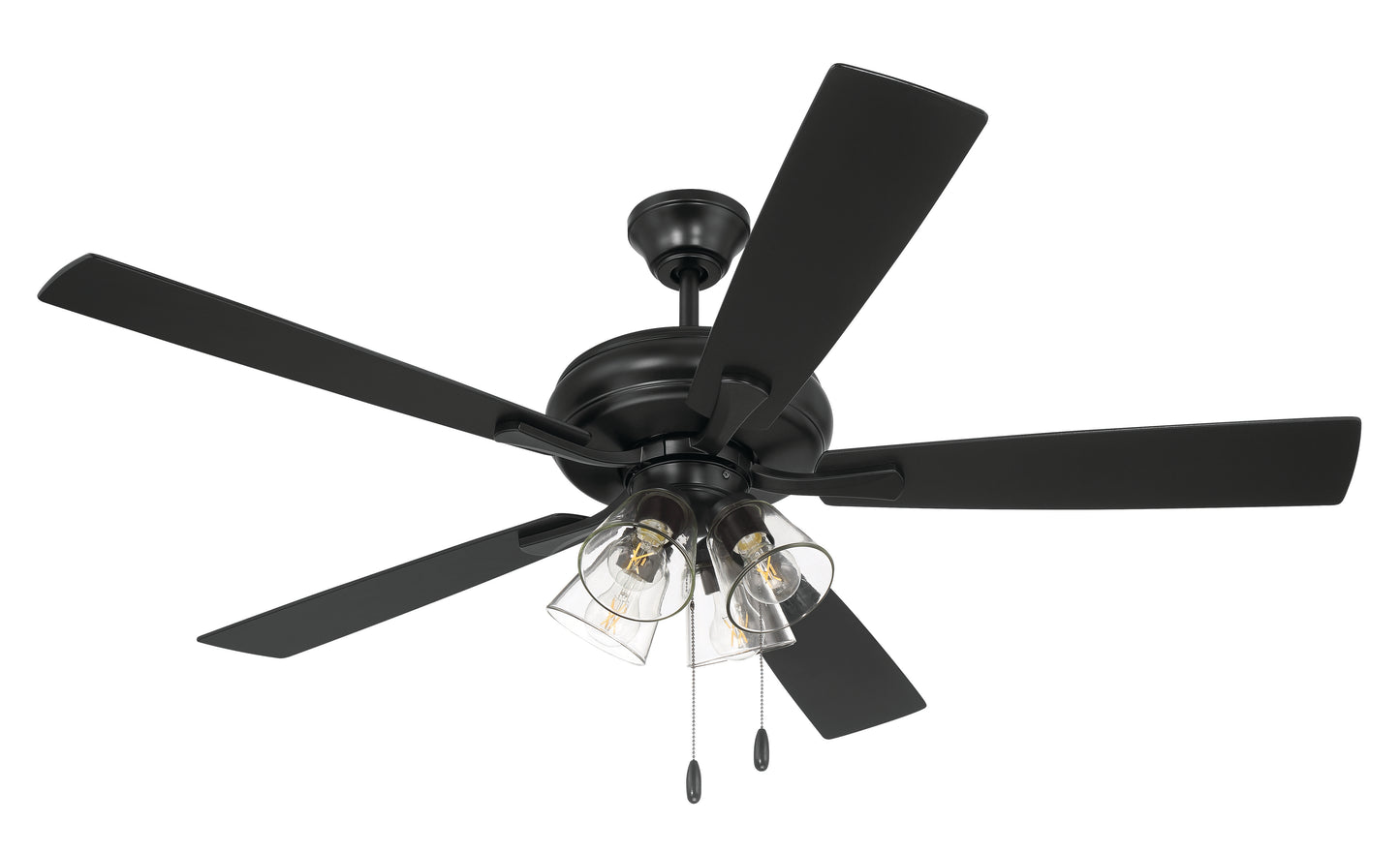 ECF104FB5-FBGW - Eos Clear 4 Light 52" 5 Blade Ceiling Fan with Light Kit - Flat Black