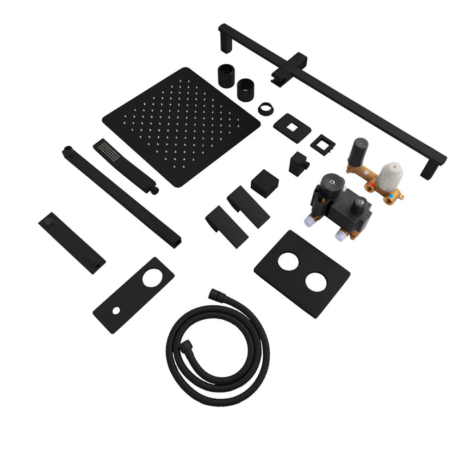BLS-SHS12-MB - Bliss Rainfall Shower System with 12" Oversized Shower Head in Matte Black