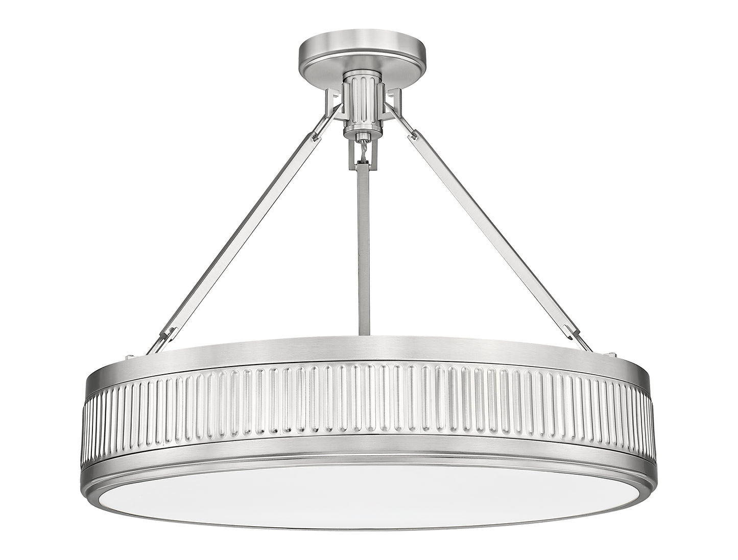 3046SF22-SN-LED - Quinn 3 Light Semi Flush 22" Mount - Satin Nickel