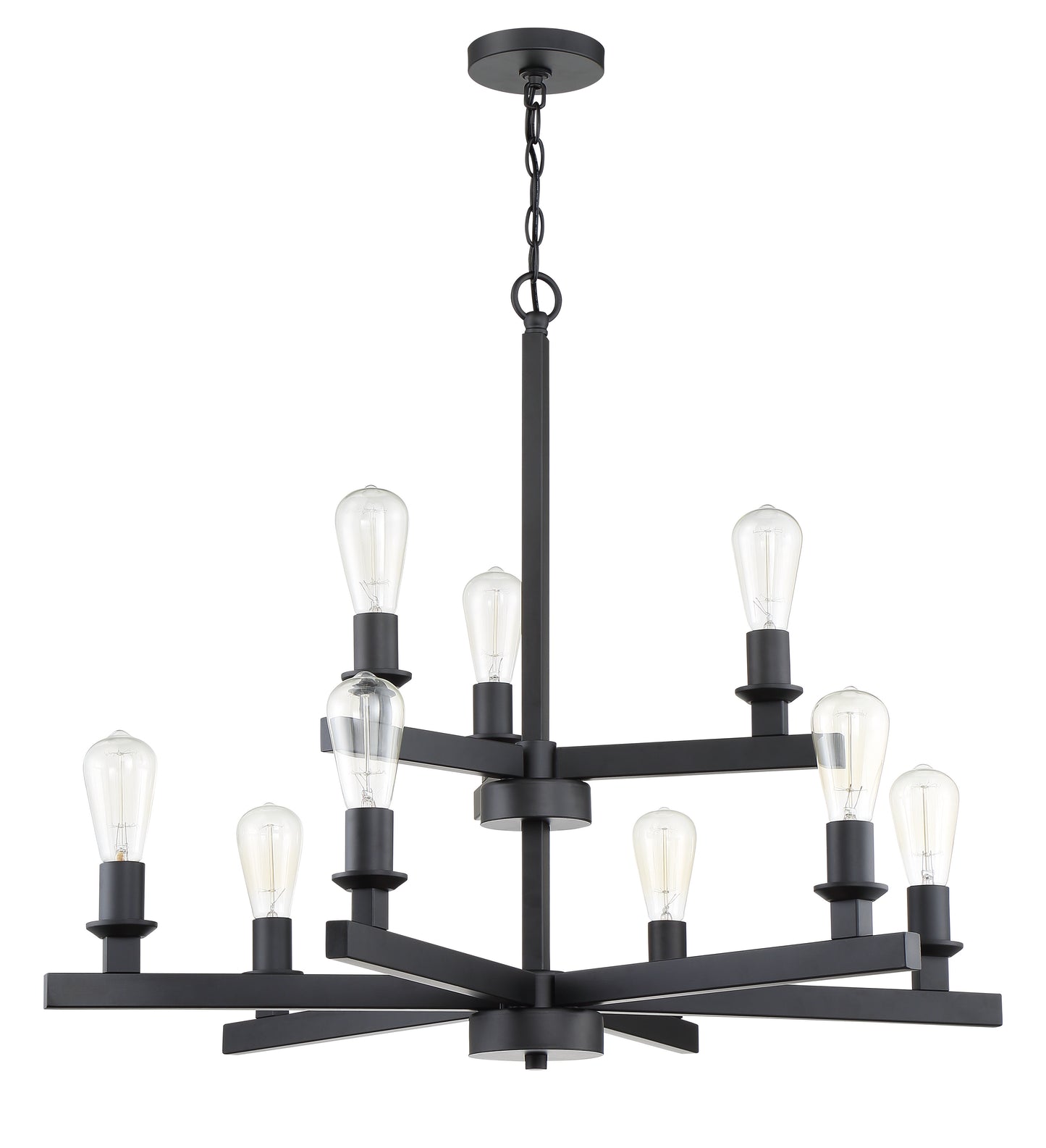 53129-FB - Chicago 9 Light 34" Wide Chandelier - Flat Black