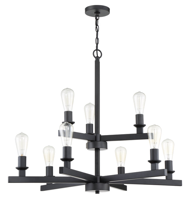 53129-FB - Chicago 9 Light 34" Wide Chandelier - Flat Black