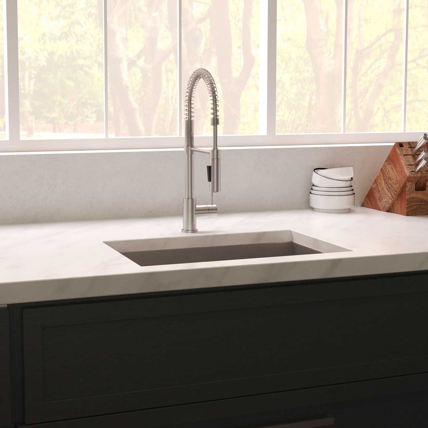 SRS-23S - 23" Meribel Undermount Single Bowl Satin Stainless Steel Kitchen Sink with Bottom Grid