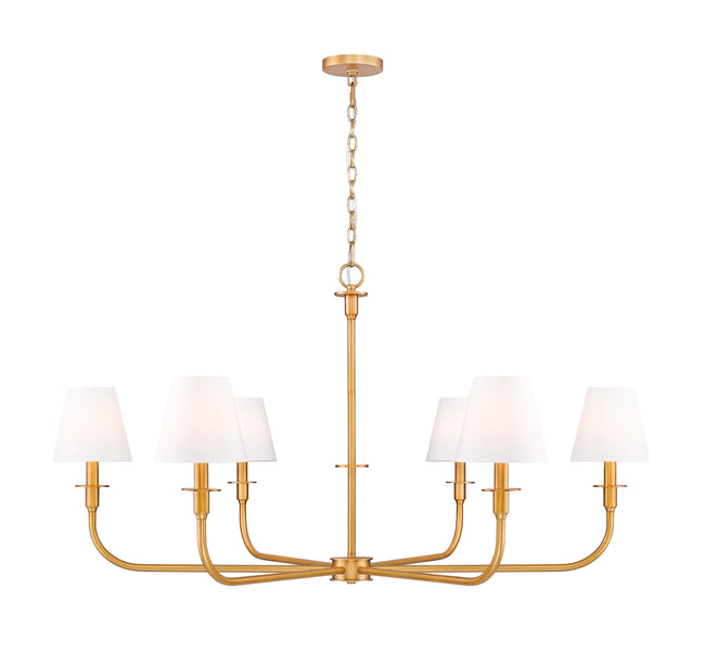 3049-45RB - Tova 6 Light 49" Chandelier - Rubbed Brass