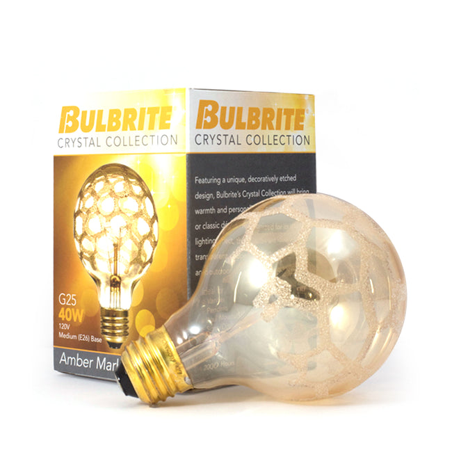 144025 - Dimmable Amber Marble G25 Incandescent Light Bulb - 40 Watt - 6 Pack