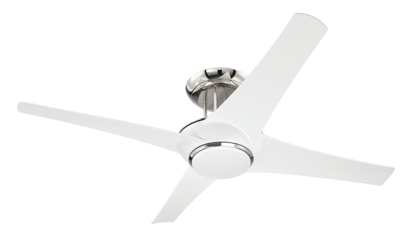 CAM54WPLN4 - Cam 54" 4 Blade Ceiling Fan with Light Kit - White / Polished Nickel
