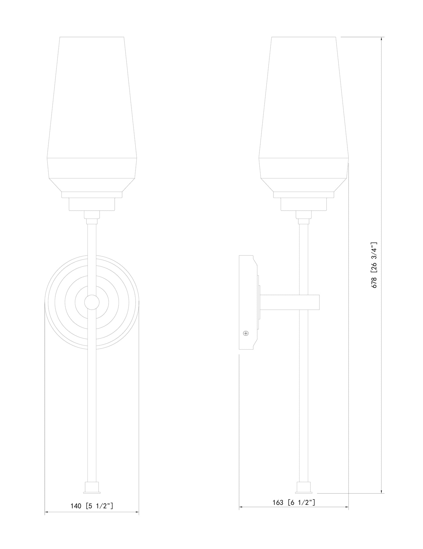 2013-1S-PN - Clara 1 Light Wall 26" Sconce - Polished Nickel