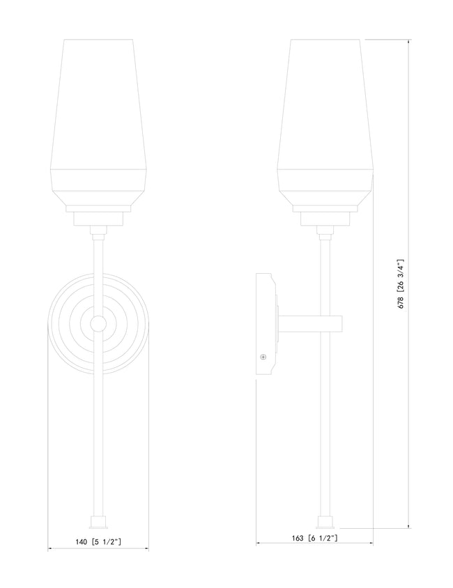 2013-1S-PN - Clara 1 Light Wall 26" Sconce - Polished Nickel
