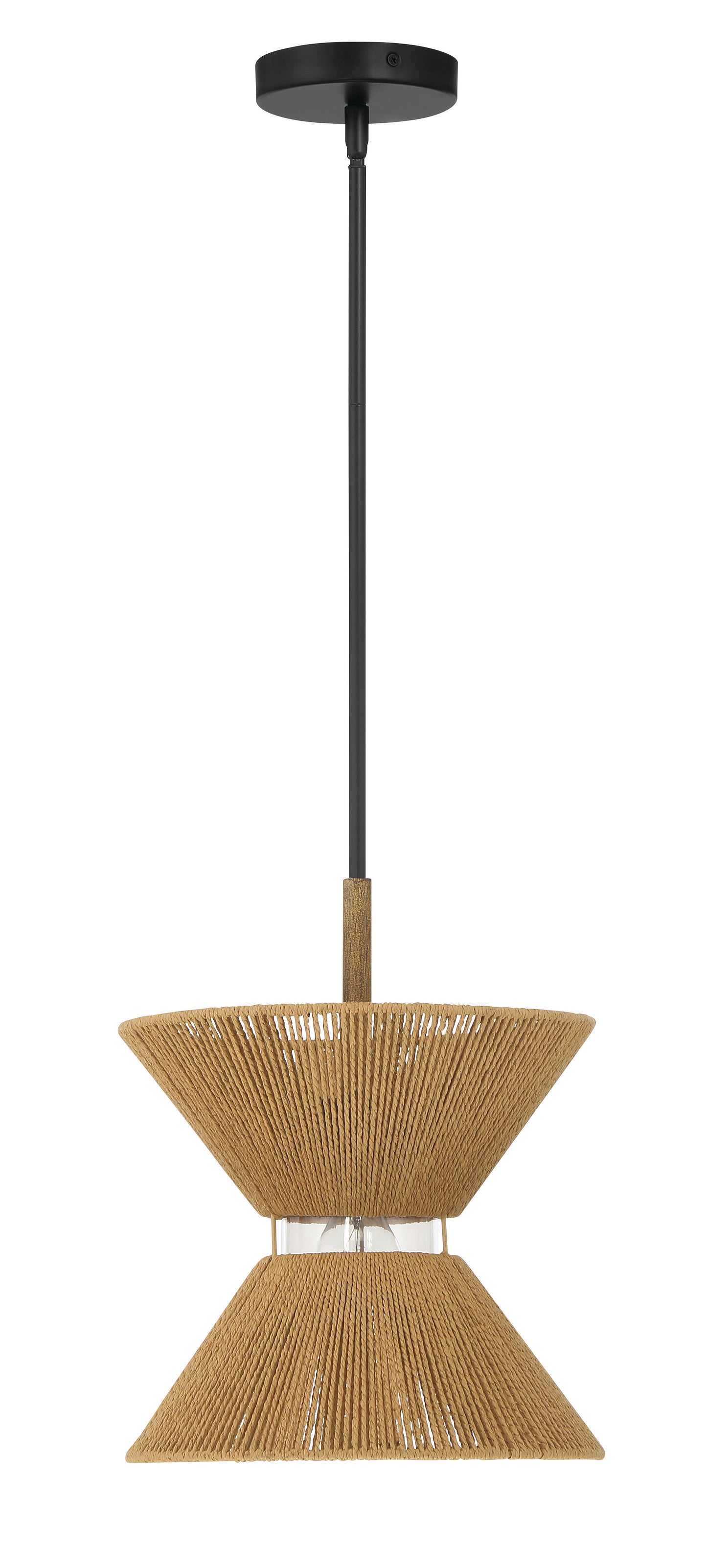 58591-FBWAL - Serena 1 Light 12.13" Wide Pendant - Flat Black / Walnut