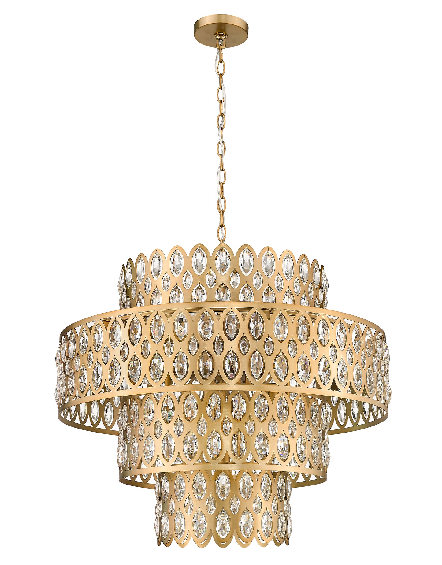 822P26-HB - Dealey 13 Light 26" Chandelier - Heirloom Brass